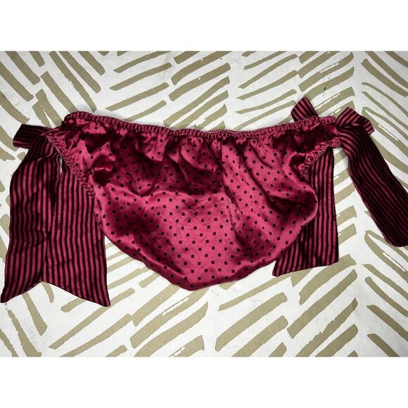 VICTORIA'S SECRET M SMOOTH SILK STRIPE SIDE BOW VINTAGE RARE BIKINI PANTIES - Picture 6 of 6